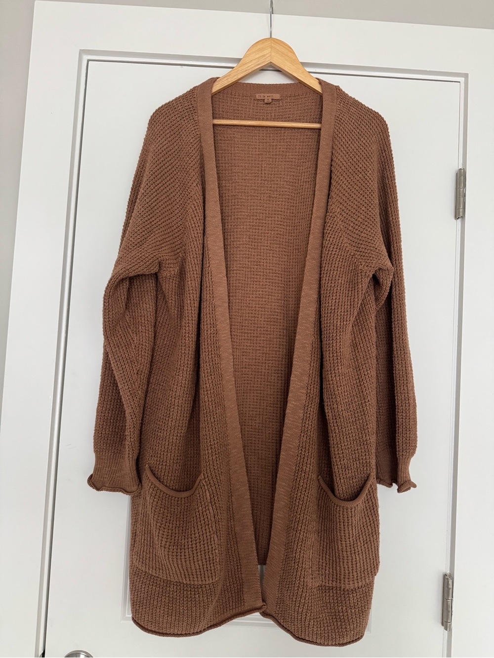 Open-Front Women's Cardigan Sweater in Chestnut Brown